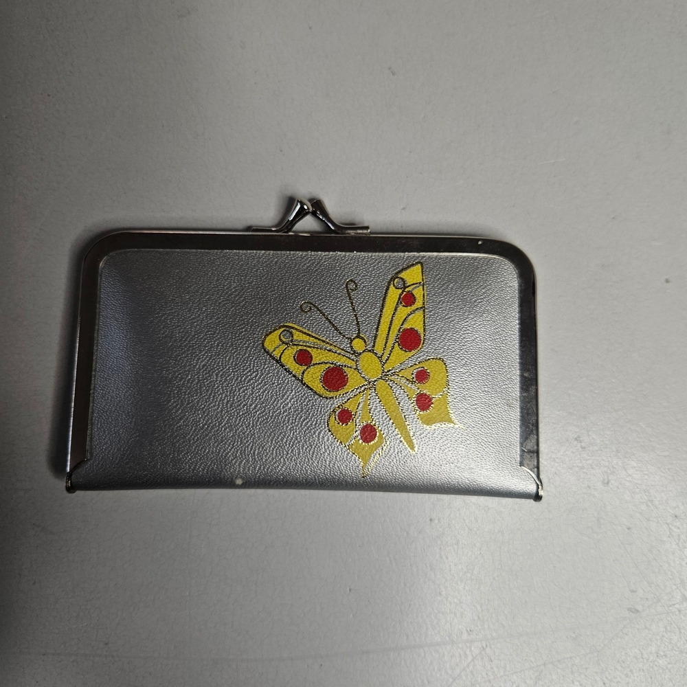 Vintage Butterfly Manicure Set Silver Leather Case Made in Austria Tools